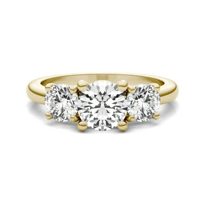 3 CTW AGI Certified Lab Grown Diamond (G-VS) Three Stone Engagement Ring in of 14K Gold
