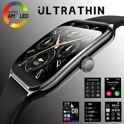 Ultra-Thin 1.96" AMOLED Smartwatch with HD Display & Call Alerts