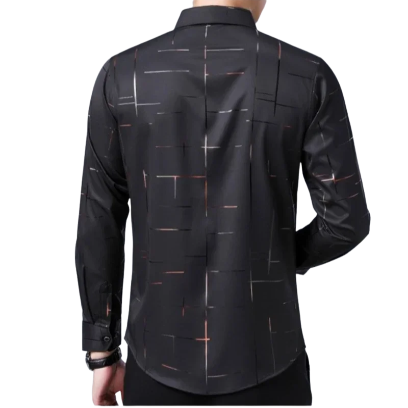 Stylish Long-Sleeve Business Top Men’s Wrinkle-Free Printed Shirt