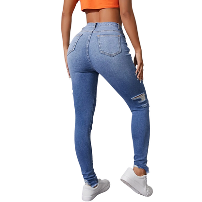 Push Up Denim High Waist Ripped Skinny Jeans for Women