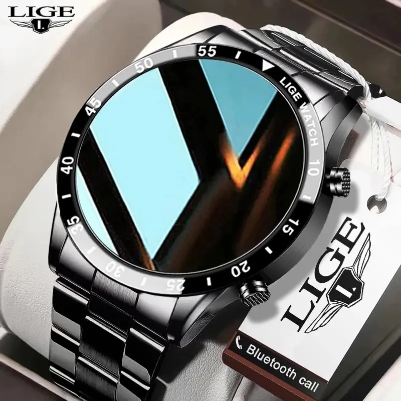 LIGE Men’s Steel Smartwatch Full Touch Bluetooth Call Waterproof