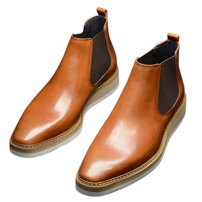Men’s British Leather Slip-On High Top Chelsea Boots
