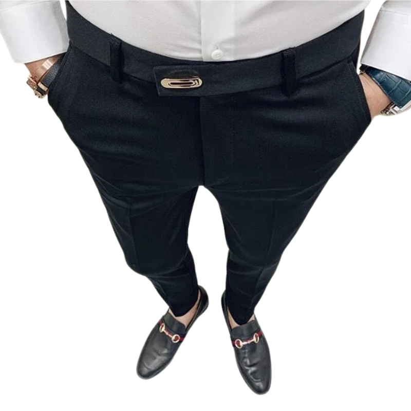 Korean Streetwear Style Men's Slim Fit Ankle Pants for Spring & Fall