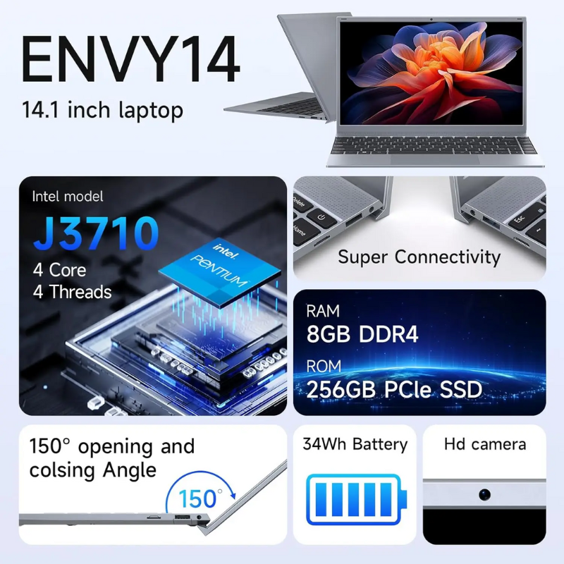 Student & Business 14" Laptop J3710 8GB RAM 256GB SSD Win11