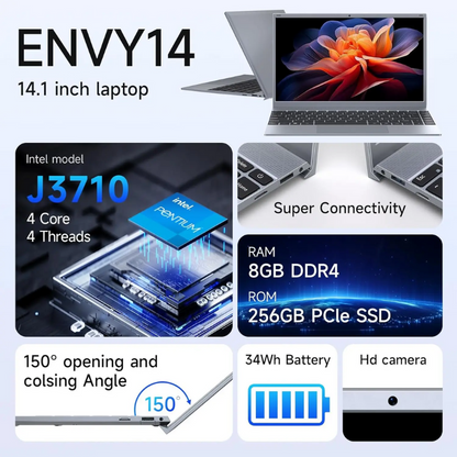 Student & Business 14" Laptop J3710 8GB RAM 256GB SSD Win11