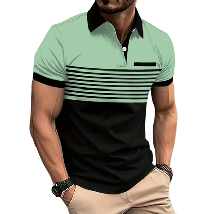 Casual Summer Business Men’s Breathable Stripe Polo Shirt