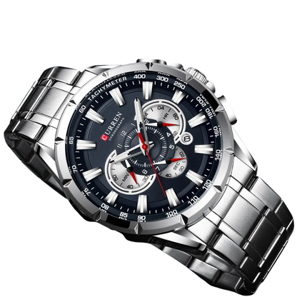 Steel Band, Big Dial, Luminous Curren Men's Chronograph Watch