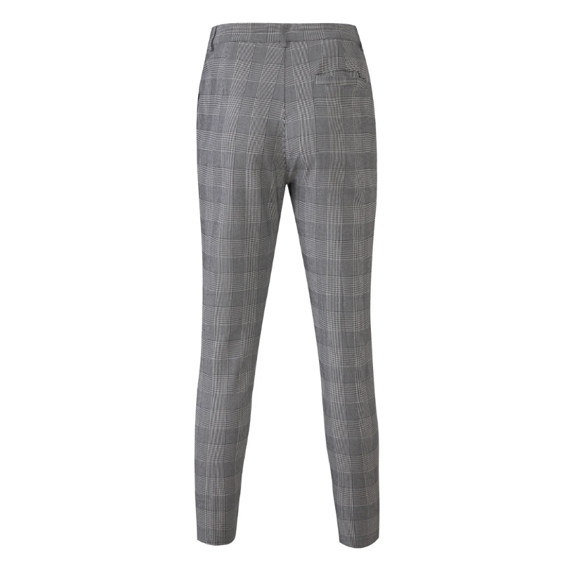 Versatile Business Casual Silver Grey Plaid Slim Fit Men’s Pants