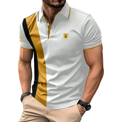 Summer Business Casual Lapel Tee Men’s Solid Polo Shirt