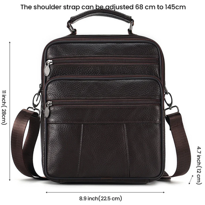 Sling Satchel Men's Genuine Leather Crossbody Bag for iPad,