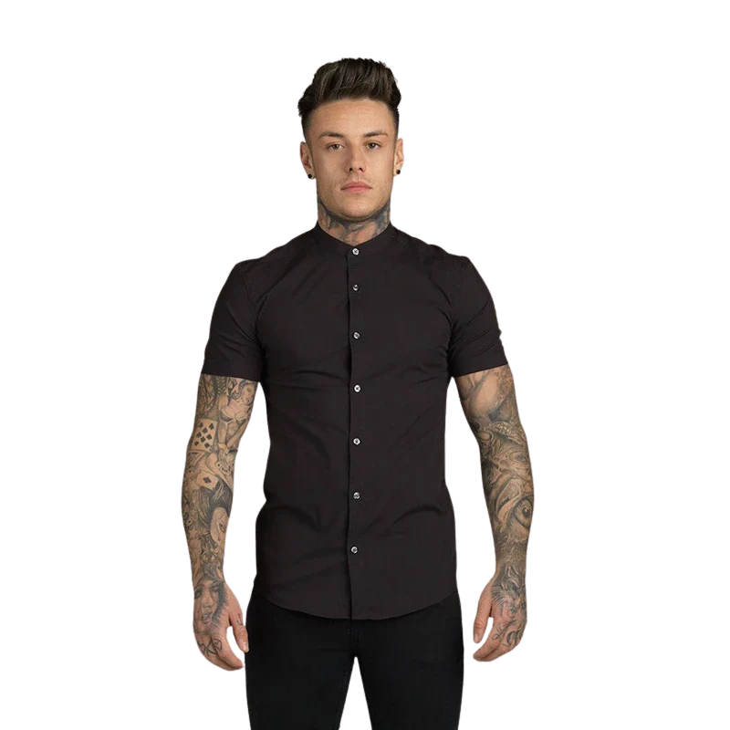 Trendy Summer Men’s Slim Fit Dress Shirt with Short Sleeves