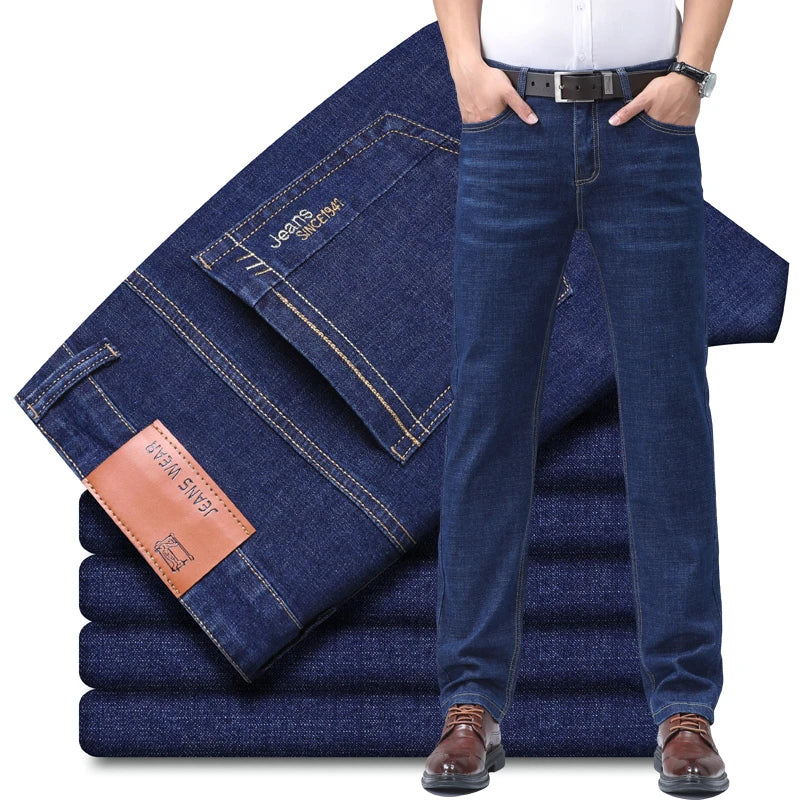 Comfort Fit Business Jeans Men’s Stretch Straight-Leg Denim