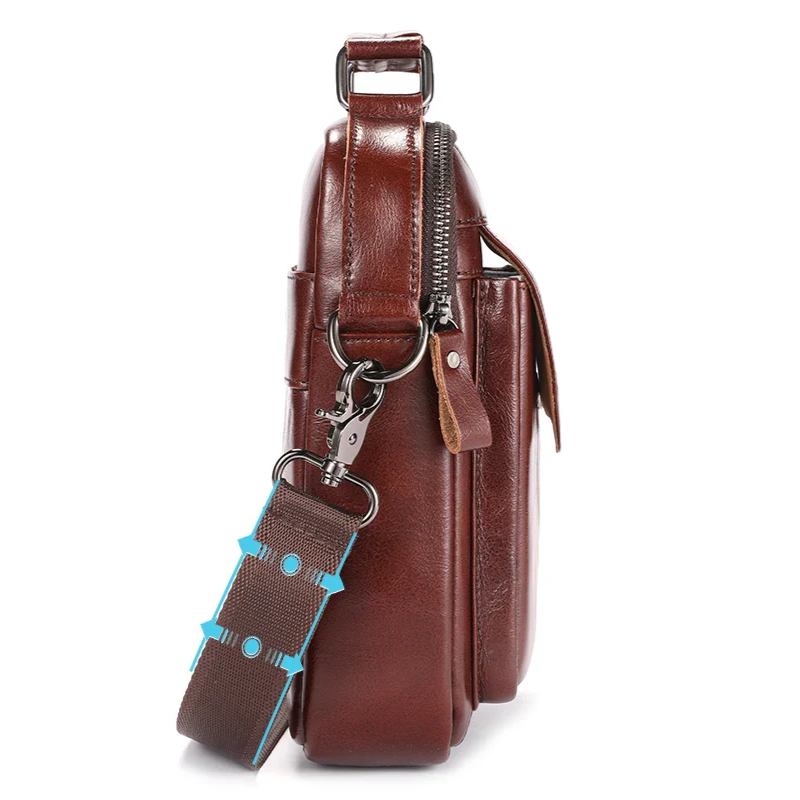 Retro Cowhide Men's Leather Crossbody Bag