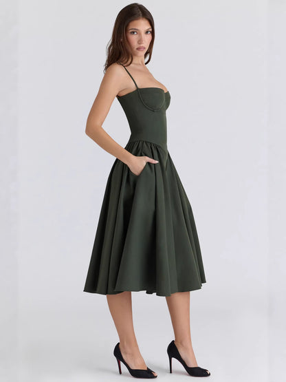 Suspender Mid-Length Dress with Chest Support