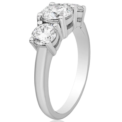 3 CTW AGI Certified Lab Grown Diamond (G-VS) Three Stone Engagement Ring in of 14K Gold