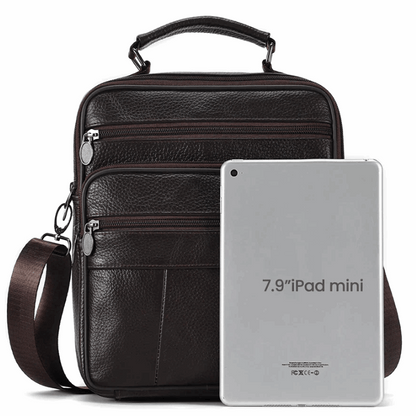 Sling Satchel Men's Genuine Leather Crossbody Bag for iPad,