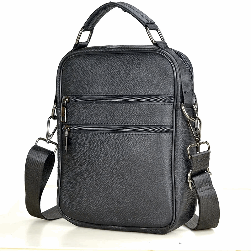 Men's Genuine Cowhide Leather Medium Messenger Bag for  Business Tote