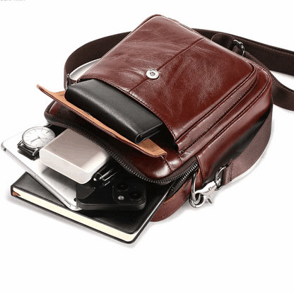 Retro Cowhide Men's Leather Crossbody Bag