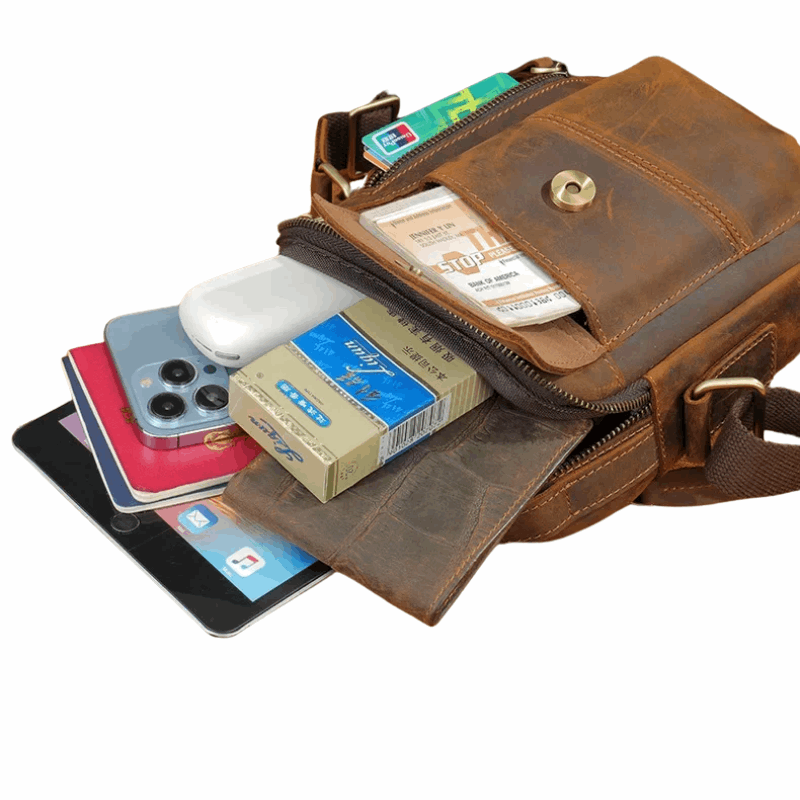 Large Capacity Crossbody Men's Casual Cow Leather Shoulder Bag