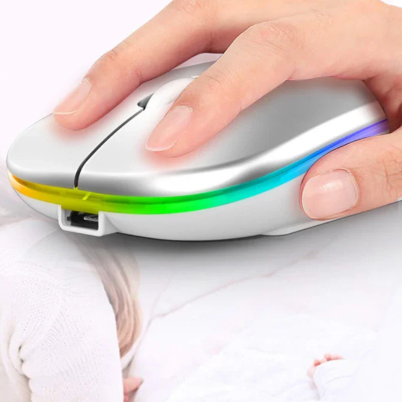 Ultra-Thin Silent Wireless Mouse 2.4G USB Rechargeable for Laptop