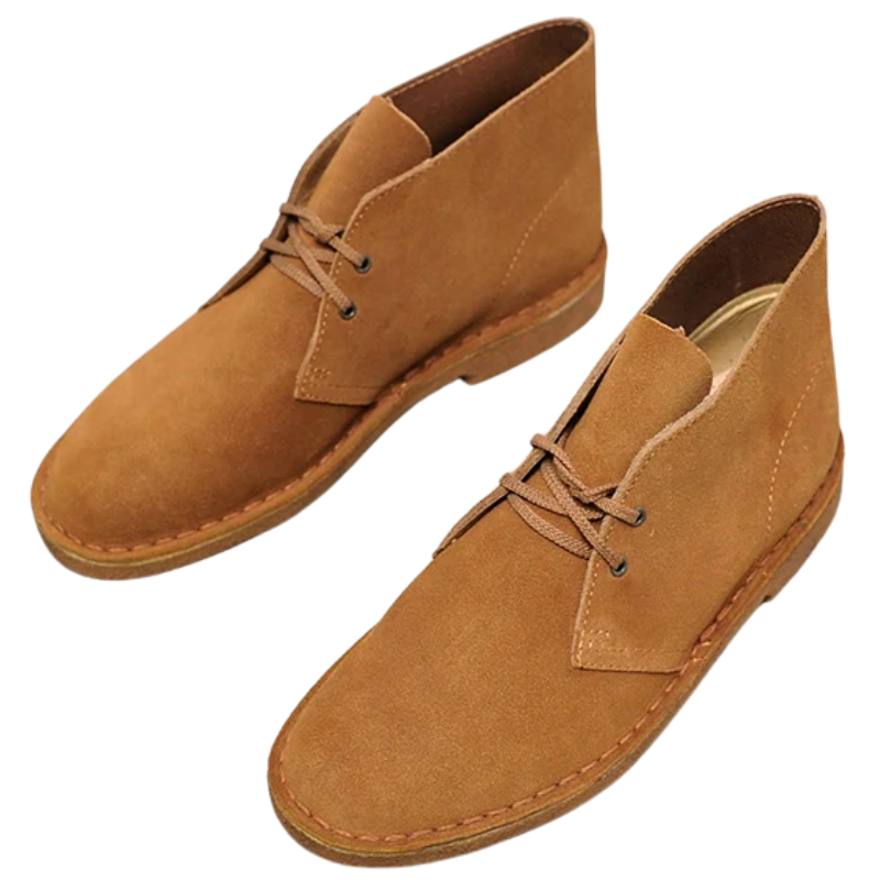 Men's Crazy Horse Leather Desert Boots with Rubber Sole