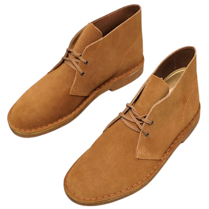 Men's Crazy Horse Leather Desert Boots with Rubber Sole