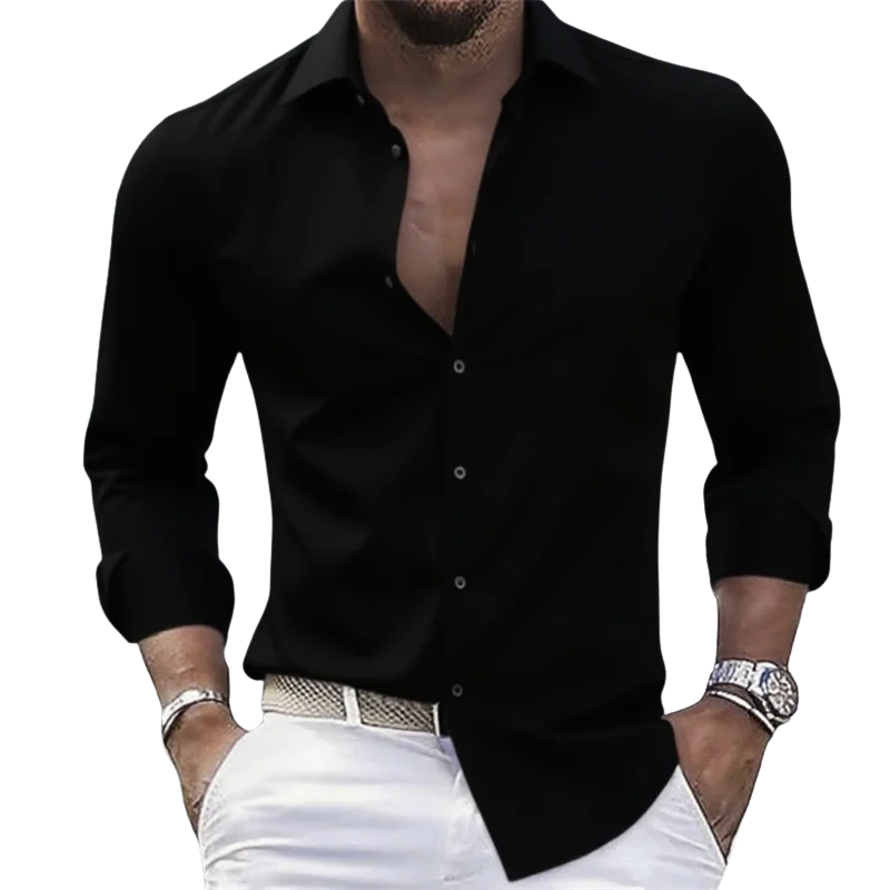 Casual & Formal Long Sleeve Comfort Men’s White Stretch Shirt