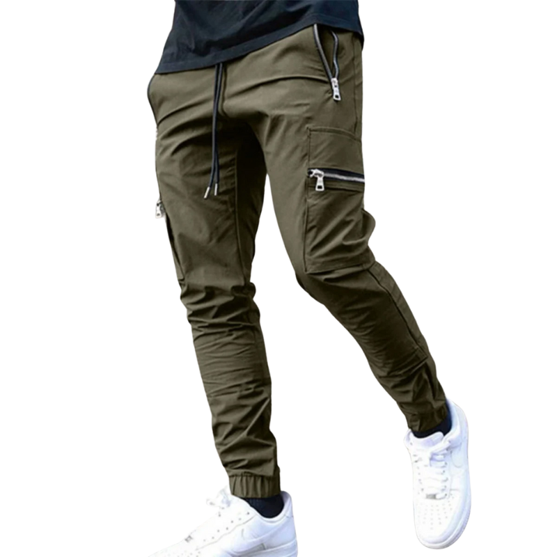 Slim Fit, All-Season Men's Mid-Waist Casual Sport Trousers