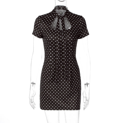 Womens Polka Dot Bodycon Midi Dress