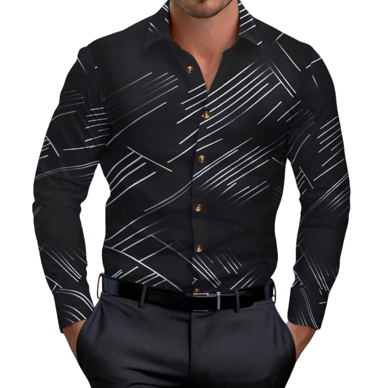 Men’s Solid Formal  Striped Lapel Long Sleeve Spring Style Shirt
