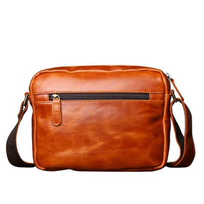 Retro Cowhide Leather Shoulder Messenger Bag for 9" iPad