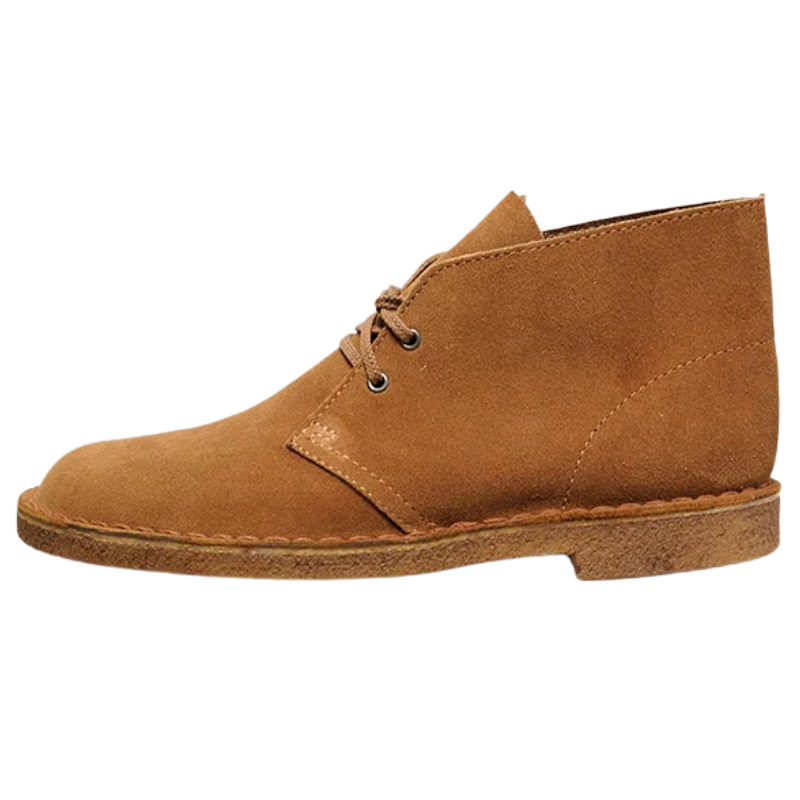 Men's Crazy Horse Leather Desert Boots with Rubber Sole