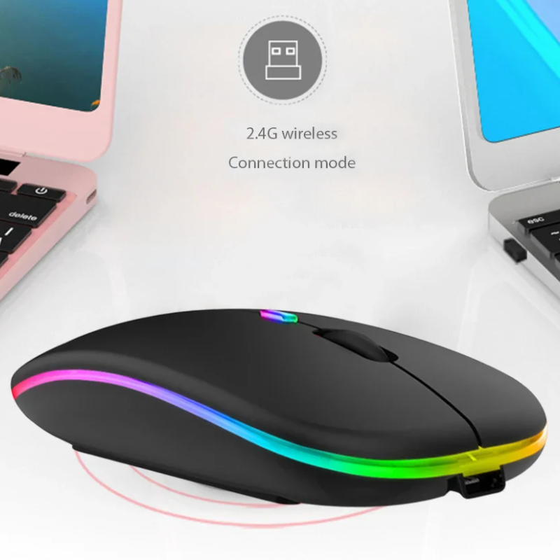Ultra-Thin Silent Wireless Mouse 2.4G USB Rechargeable for Laptop