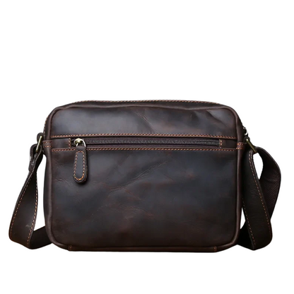 Retro Cowhide Leather Shoulder Messenger Bag for 9" iPad