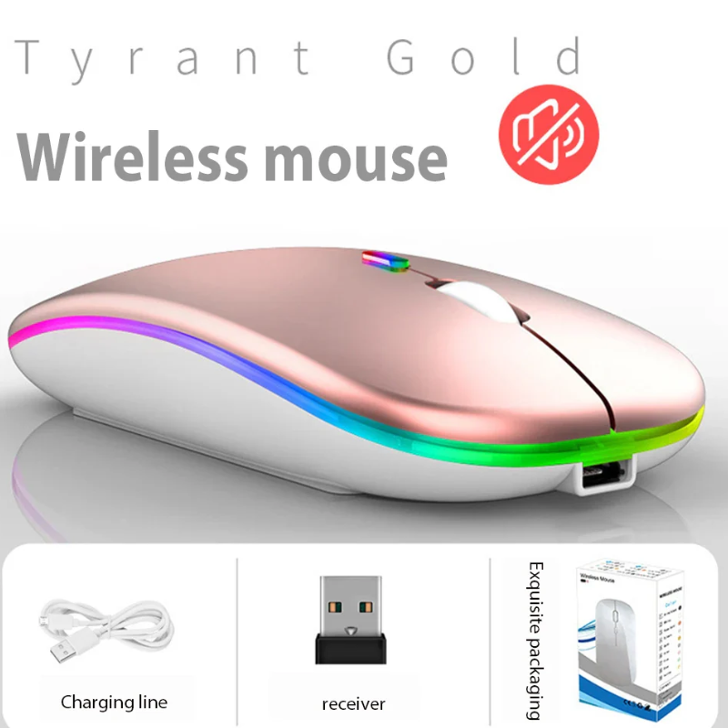 Ultra-Thin Silent Wireless Mouse 2.4G USB Rechargeable for Laptop