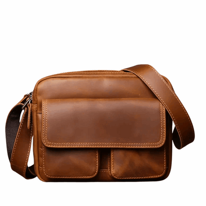 Retro Cowhide Leather Shoulder Messenger Bag for 9" iPad
