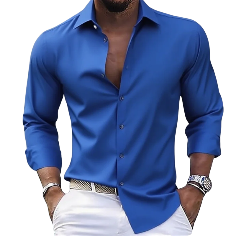 Casual & Formal Long Sleeve Comfort Men’s White Stretch Shirt