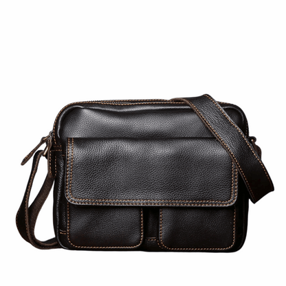 Retro Cowhide Leather Shoulder Messenger Bag for 9" iPad