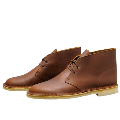 Men's Crazy Horse Leather Desert Boots with Rubber Sole