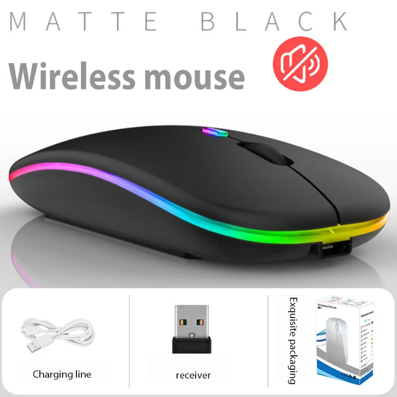 Ultra-Thin Silent Wireless Mouse 2.4G USB Rechargeable for Laptop