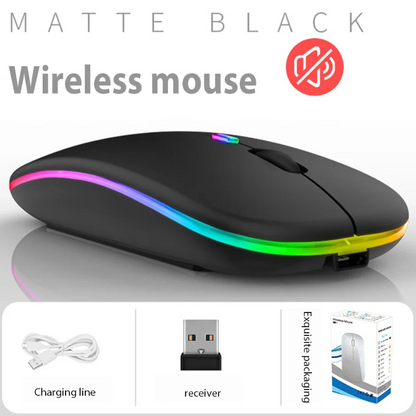 Ultra-Thin Silent Wireless Mouse 2.4G USB Rechargeable for Laptop