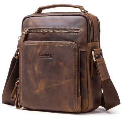 Vintage Crazy Horse Leather Men's Crossbody Messenger Shoulder Bag