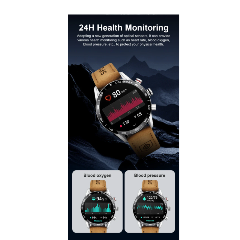 GPS, HR, Calls, Waterproof Rugged Military AMOLED Smartwatch