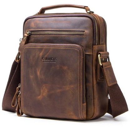 Vintage Crazy Horse Leather Men's Crossbody Messenger Shoulder Bag