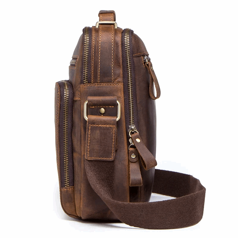 Vintage Crazy Horse Leather Men's Crossbody Messenger Shoulder Bag