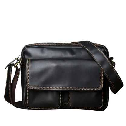 Retro Cowhide Leather Shoulder Messenger Bag for 9" iPad