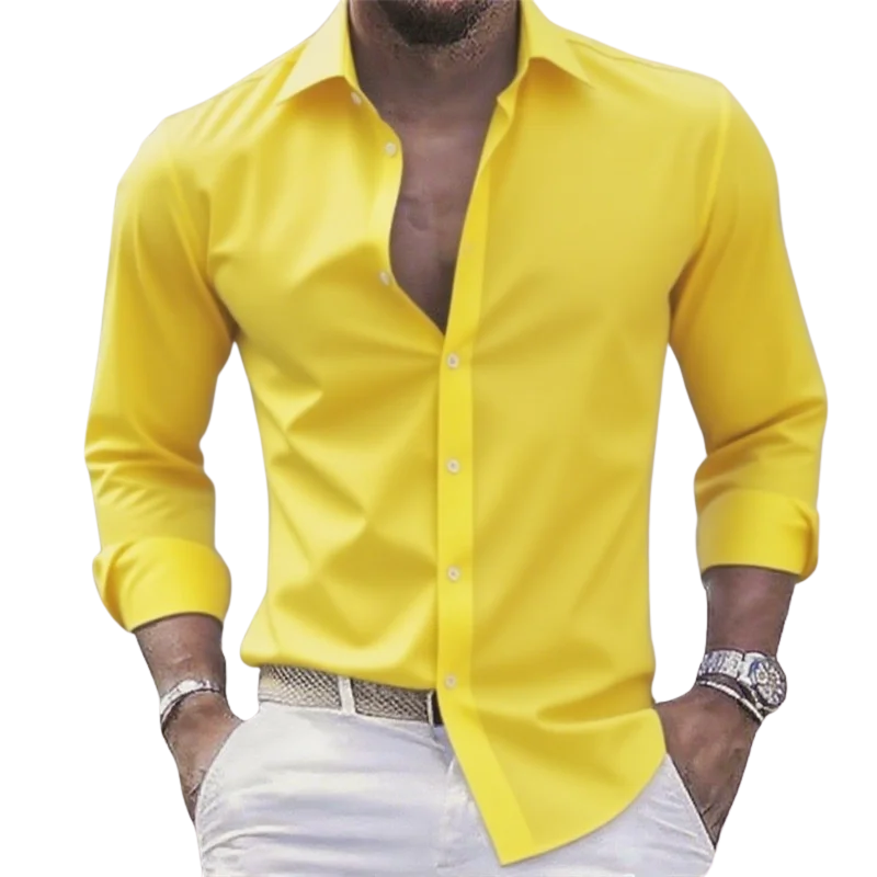 Casual & Formal Long Sleeve Comfort Men’s White Stretch Shirt