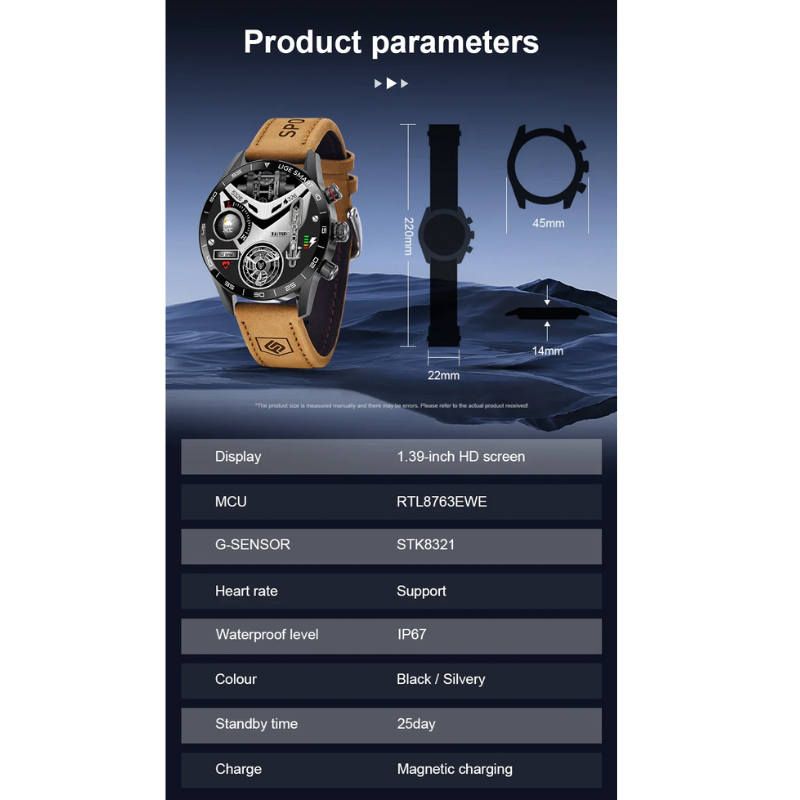 GPS, HR, Calls, Waterproof Rugged Military AMOLED Smartwatch