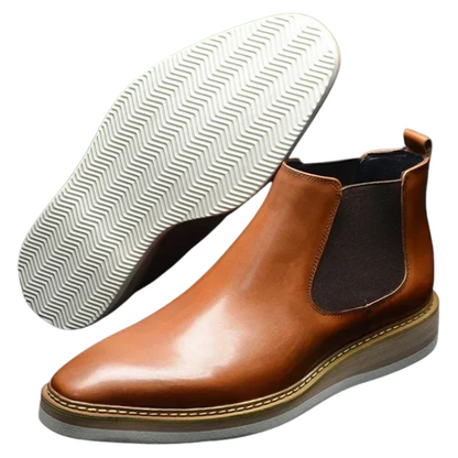 Men’s British Leather Slip-On High Top Chelsea Boots