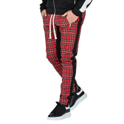 Spring/Summer Style Men's Color block Plaid Zip-Leg Sports Pants